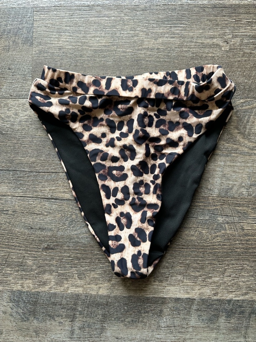 Leopard Print Bikini Bottoms - Tan & Black